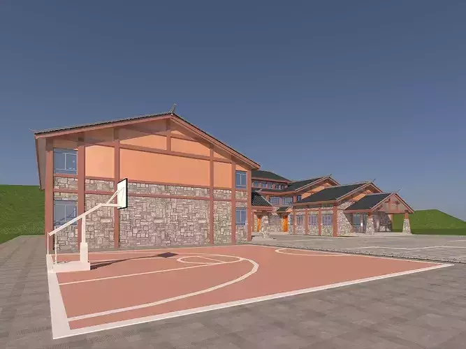 Modern Chinese Courtyard Club House Architecture 3D Model 3D model 6