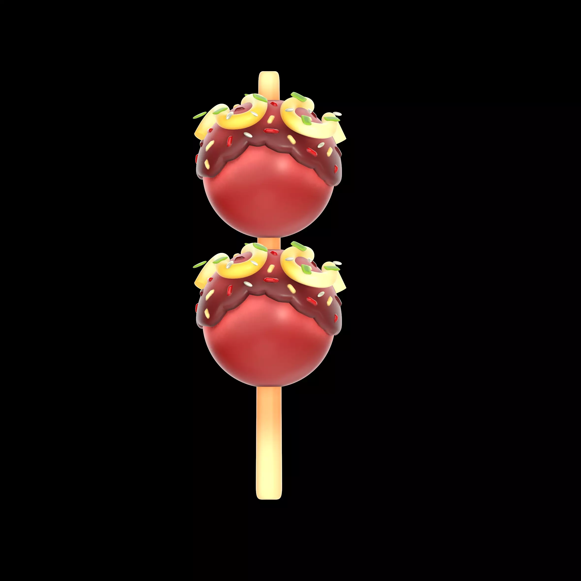 Cute Stylized Takoyaki Skewer 3D Model - Japanese Street Food 3D model