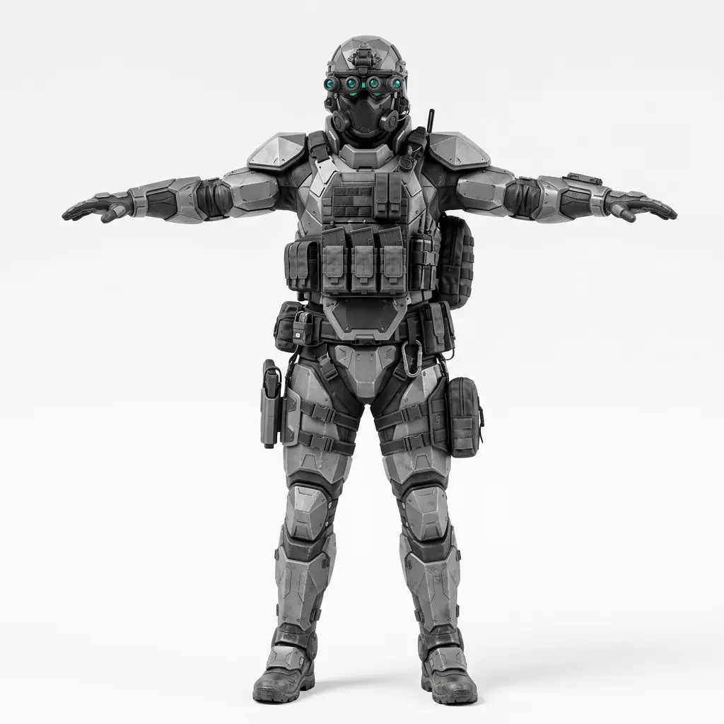 special forces full tactical equipment helmet 3D model