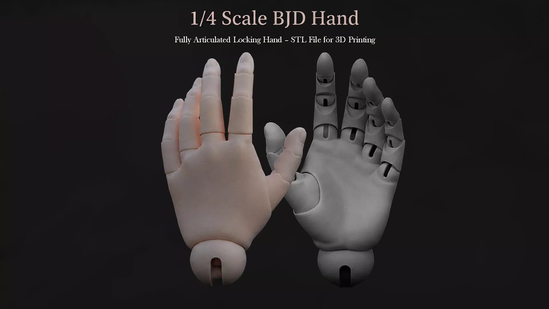 BJD Articulated Locking Hands Poseable Fingers STL File 3D print model