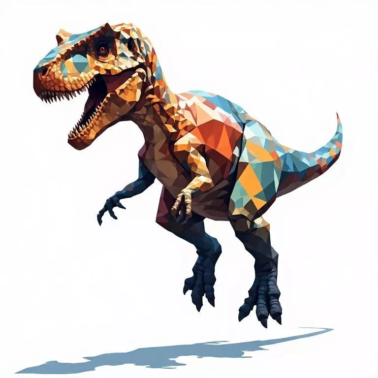 Low Poly Jumping Dinosaur 3D Model 3D print model