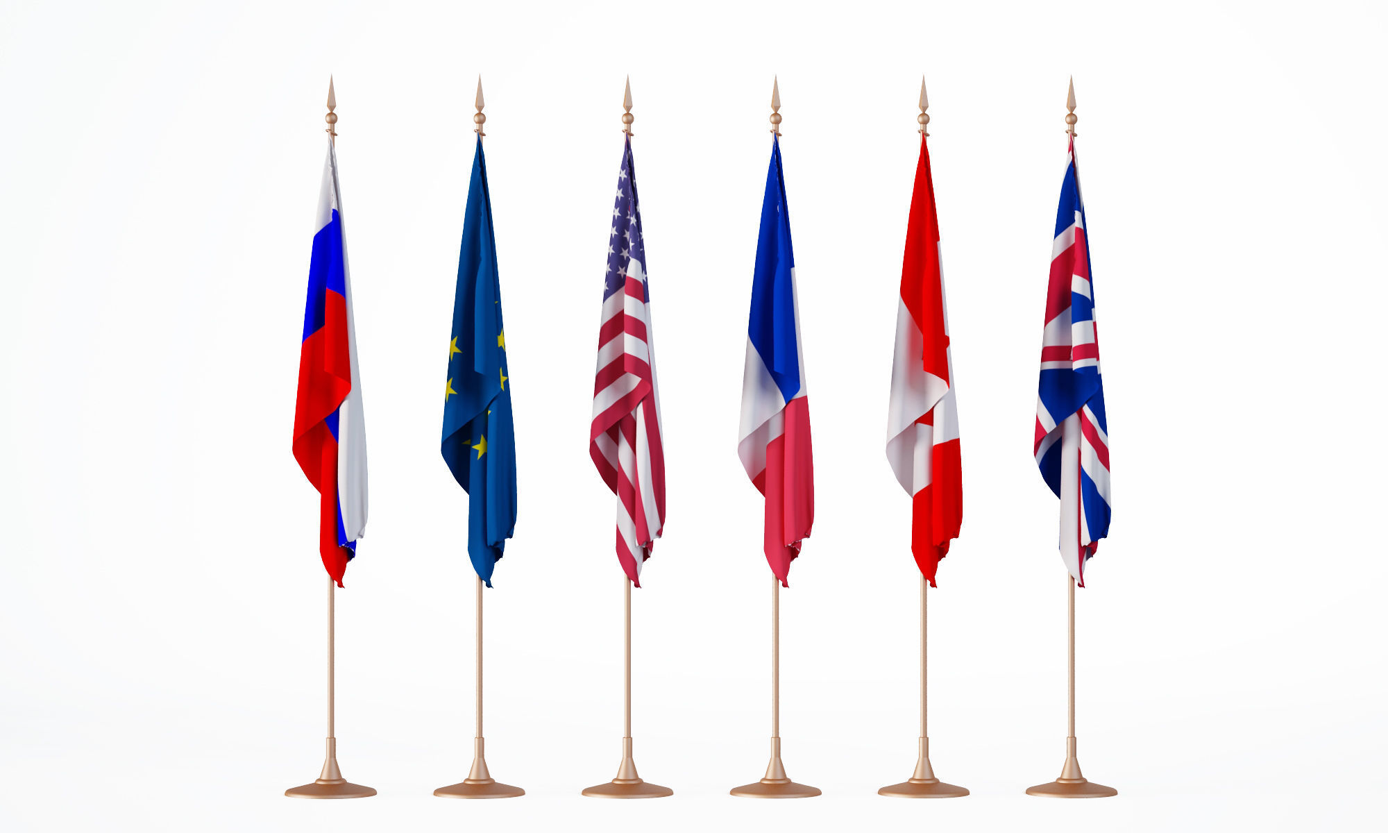 Flags five 3D model_1