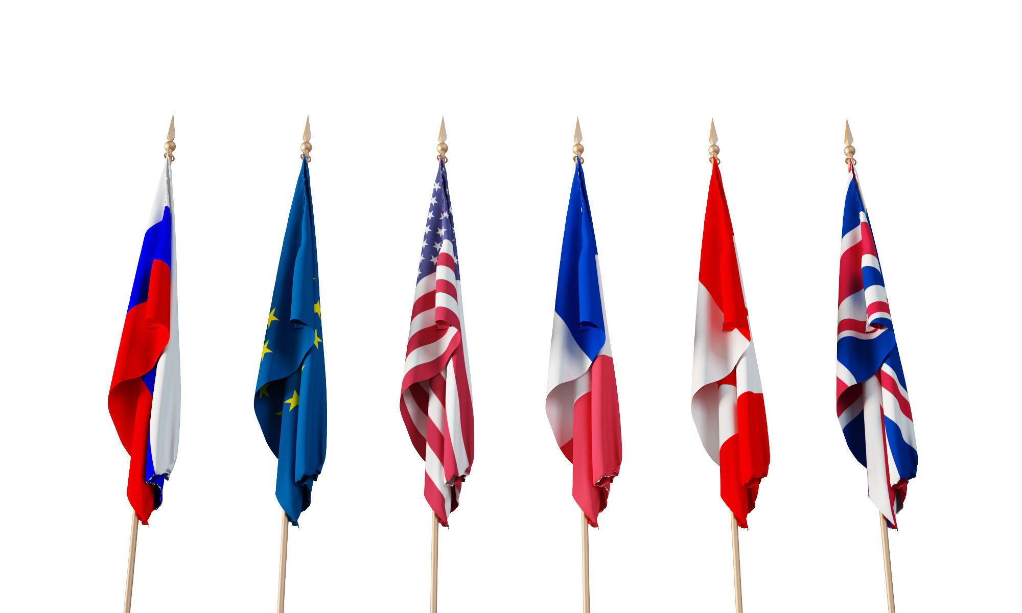 Flags five 3D model_7