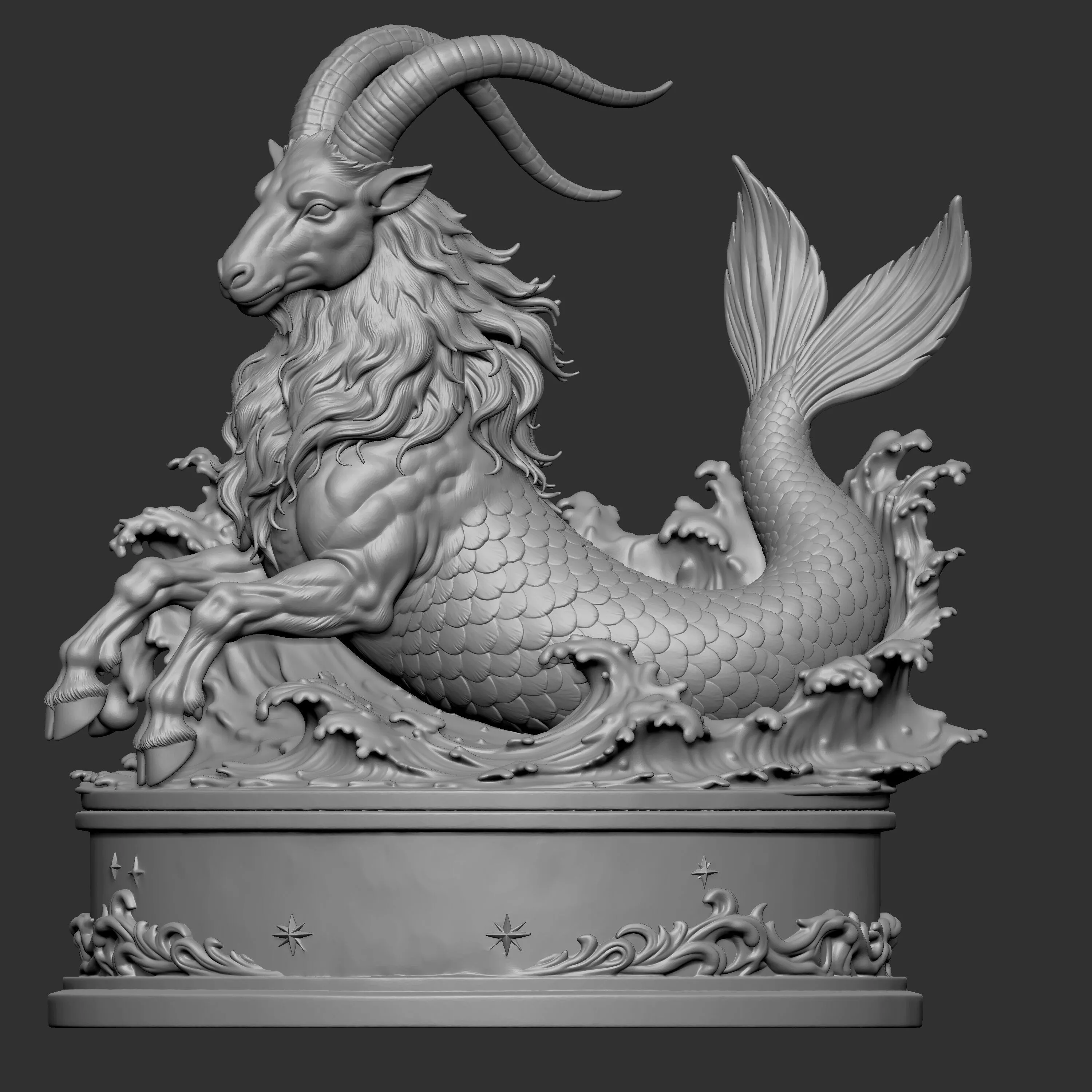 3D digital sculpture of a Sea Goat 3D print model