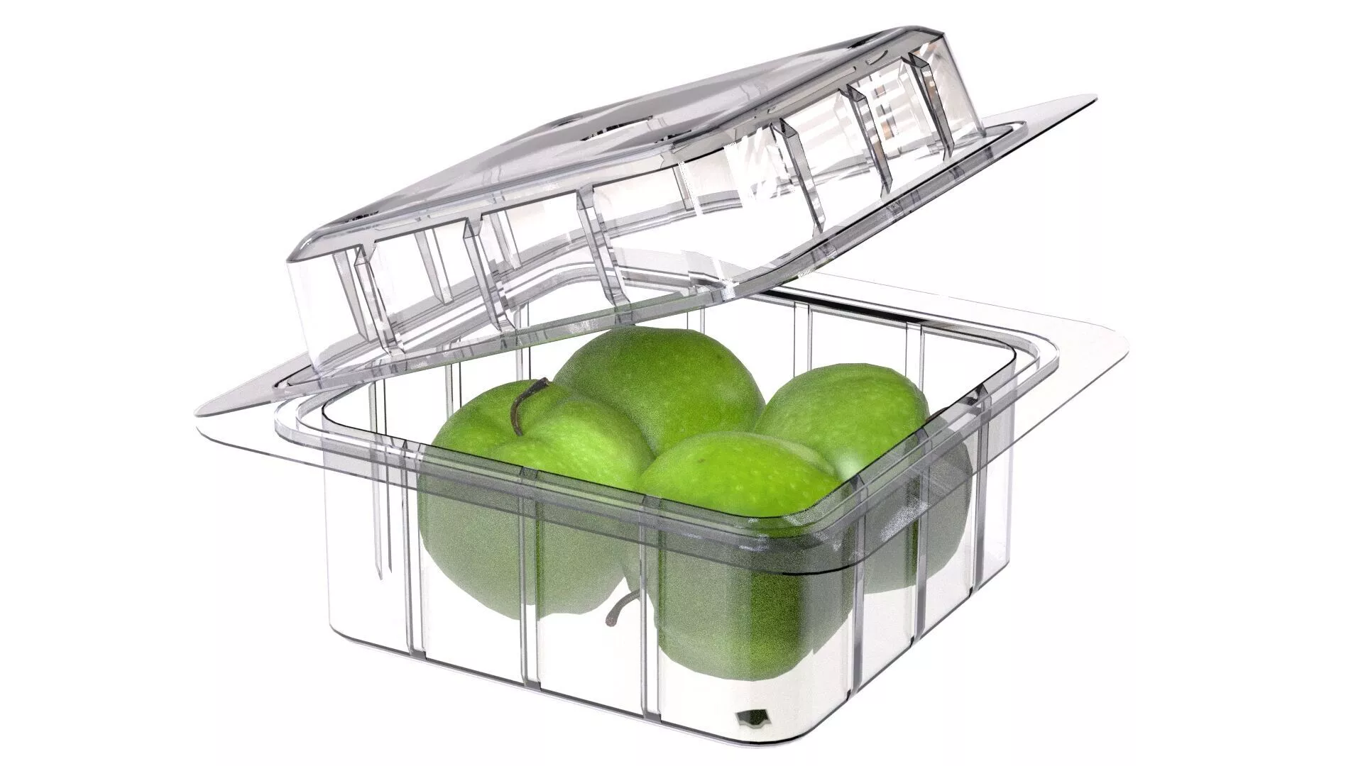 Apple Green Box Plastic Transparent Low-poly 3D model