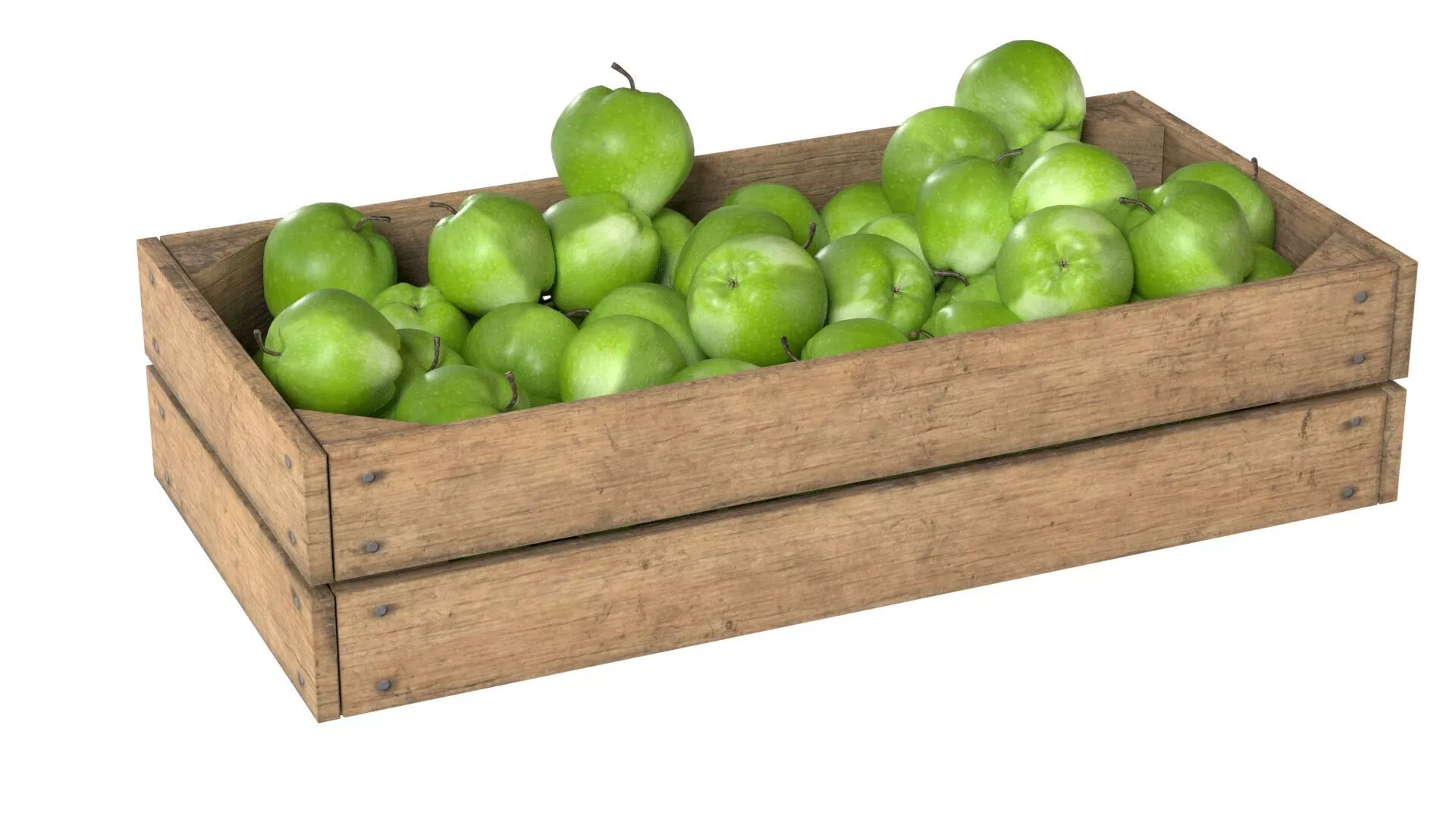 Apple Green Wooden Crate Low-poly 3D model