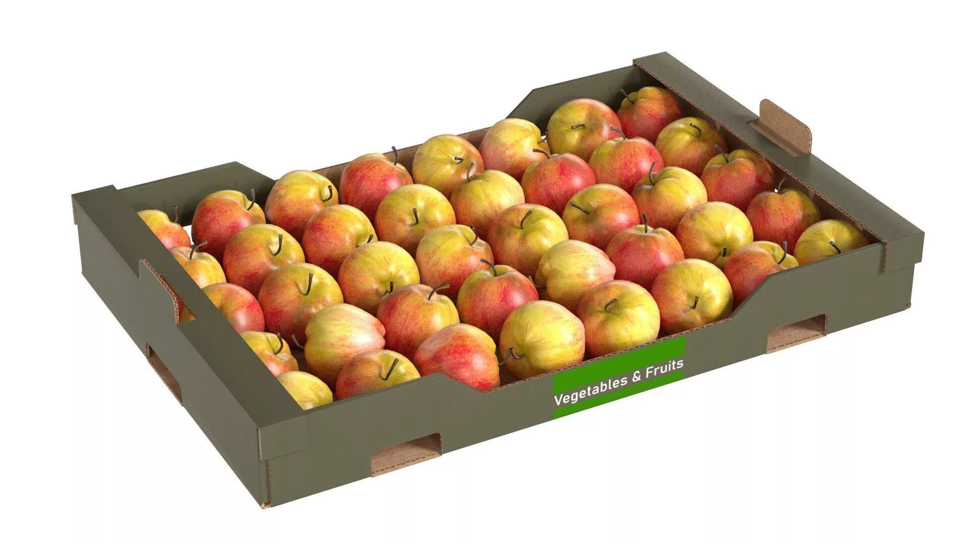 Apple Red Cardboard Fruit Box Low-poly 3D model