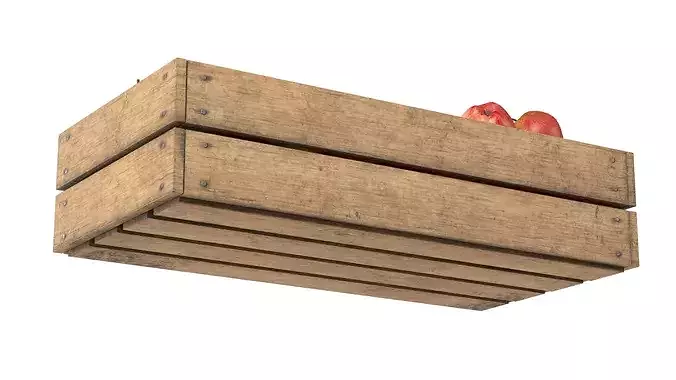 Apple Red Wooden Crate   Low-poly 3D model 5