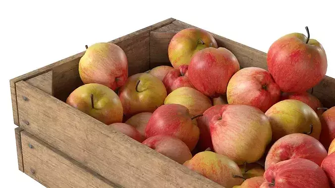 Apple Red Wooden Crate   Low-poly 3D model 4