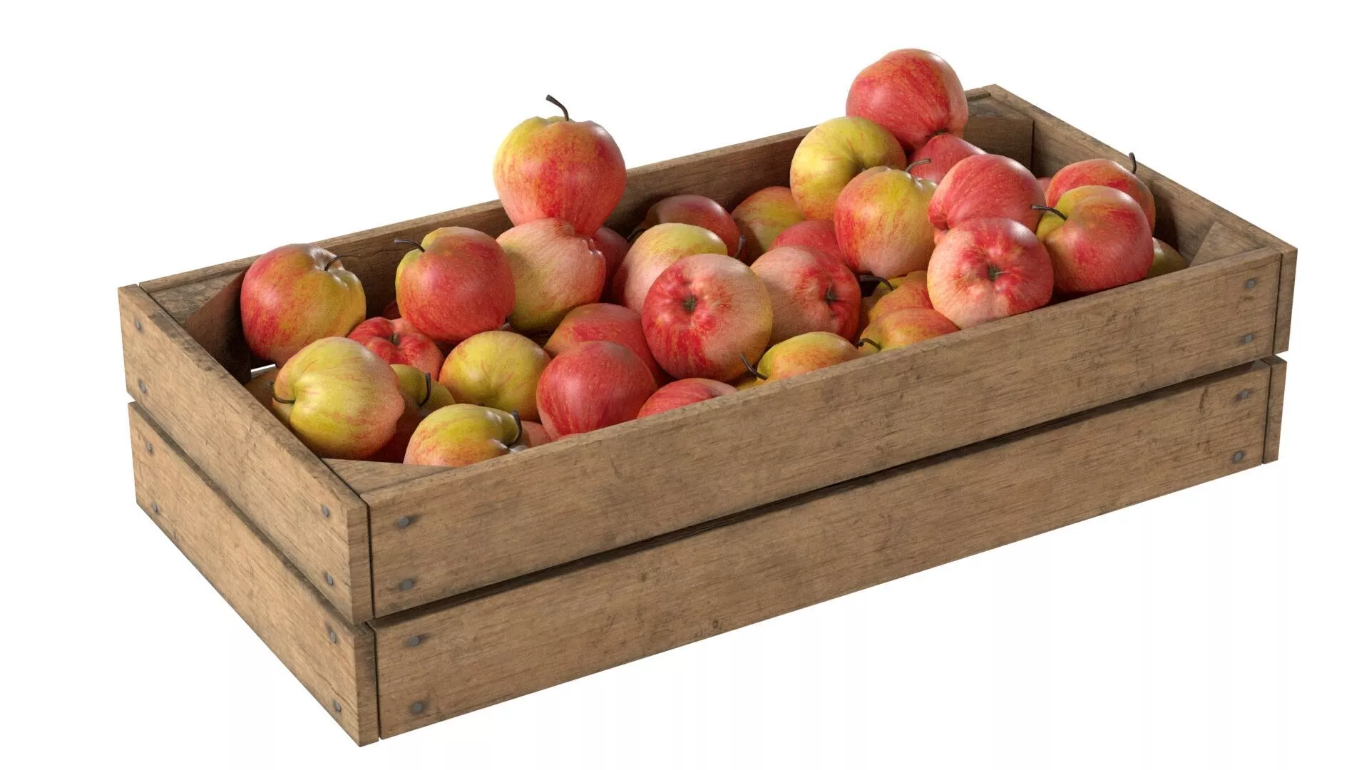 Apple Red Wooden Crate Low-poly 3D model
