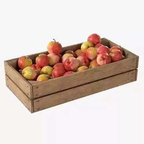 Apple Red Wooden Crate   Low-poly 3D model 6