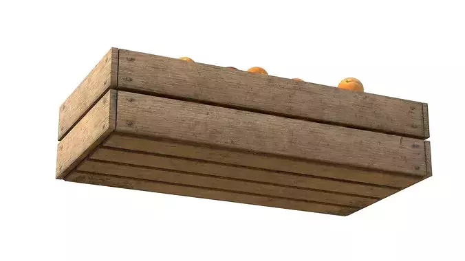 Apricot Wooden Crate Low-poly 3D model 5
