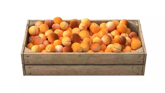 Apricot Wooden Crate Low-poly 3D model 3