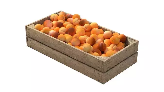 Apricot Wooden Crate Low-poly 3D model 2