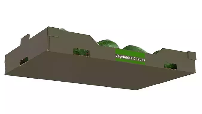 Avocado Cardboard Fruit Box Low-poly 3D model 5