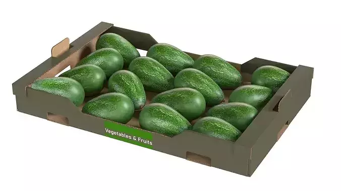 Avocado Cardboard Fruit Box Low-poly 3D model 2