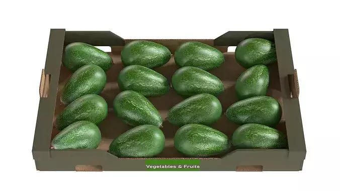 Avocado Cardboard Fruit Box Low-poly 3D model 3