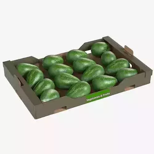 Avocado Cardboard Fruit Box Low-poly 3D model 6