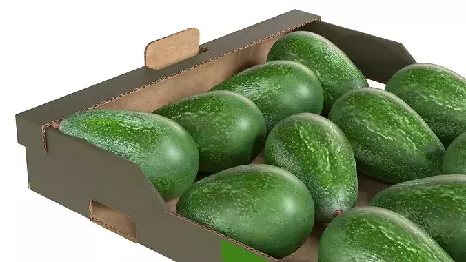 Avocado Cardboard Fruit Box Low-poly 3D model 4