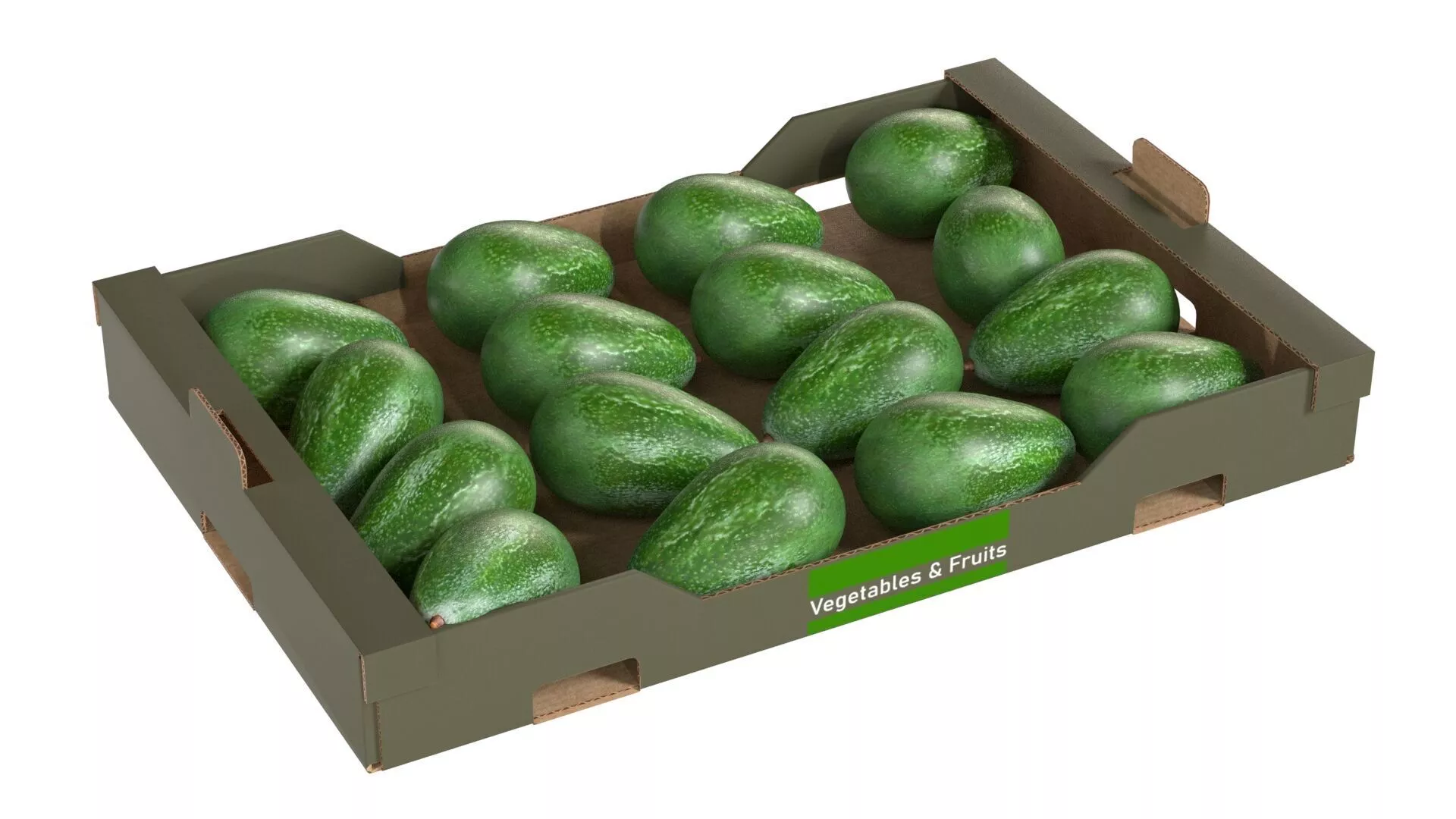 Avocado Cardboard Fruit Box Low-poly 3D model