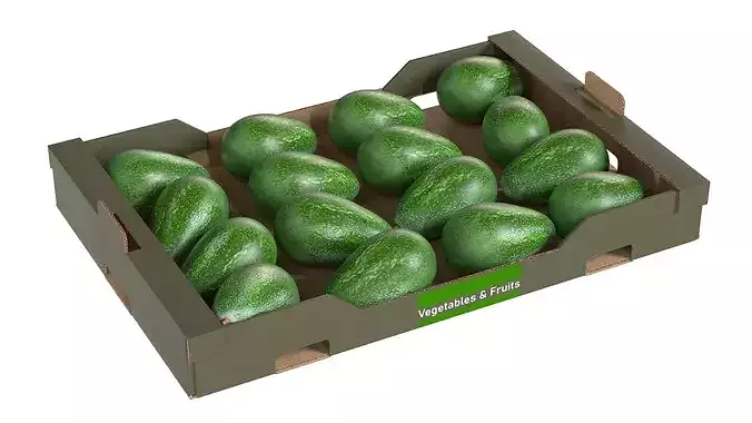 Avocado Cardboard Fruit Box Low-poly 3D model