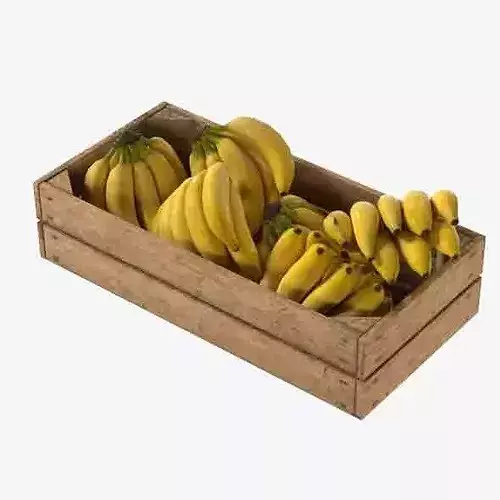 Banana Fruits Wooden Crate Low-poly 3D model 6