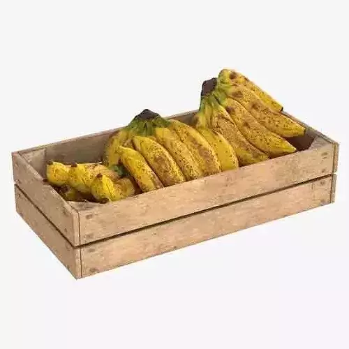 Banana Ripened Fruits Wooden Crate Low-poly 3D model 6