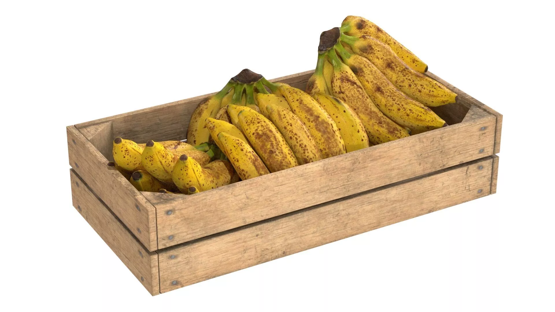 Banana Ripened Fruits Wooden Crate Low-poly 3D model