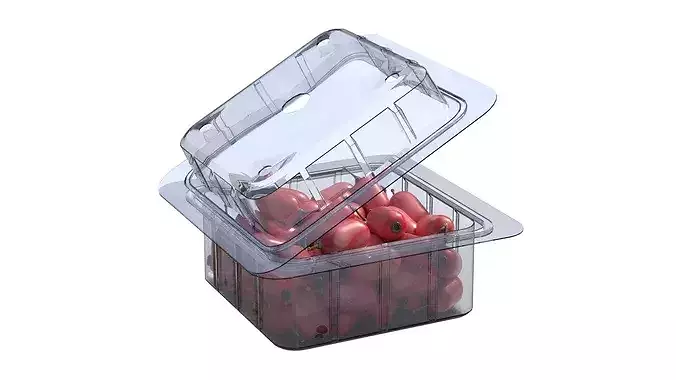 Berberis Fruit Box Plastic Transparent Low-poly 3D model 3