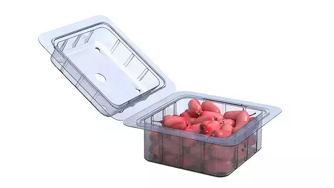 Berberis Fruit Box Plastic Transparent Low-poly 3D model 5