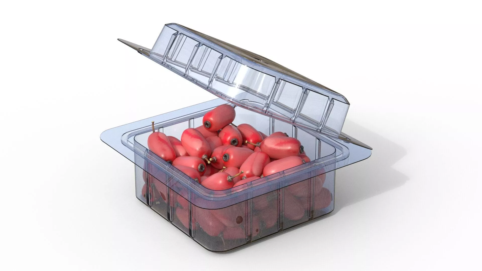 Berberis Fruit Box Plastic Transparent Low-poly 3D model