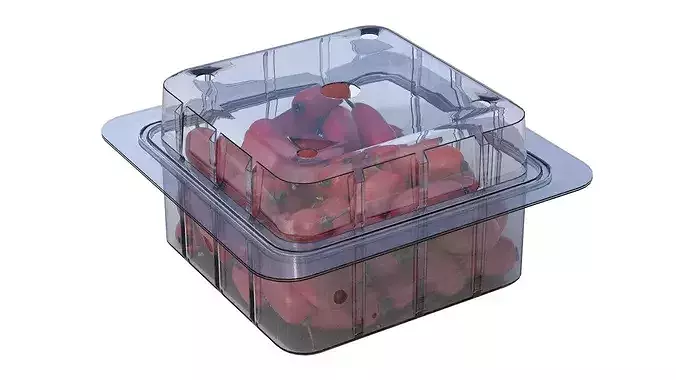 Berberis Fruit Box Plastic Transparent Low-poly 3D model 4