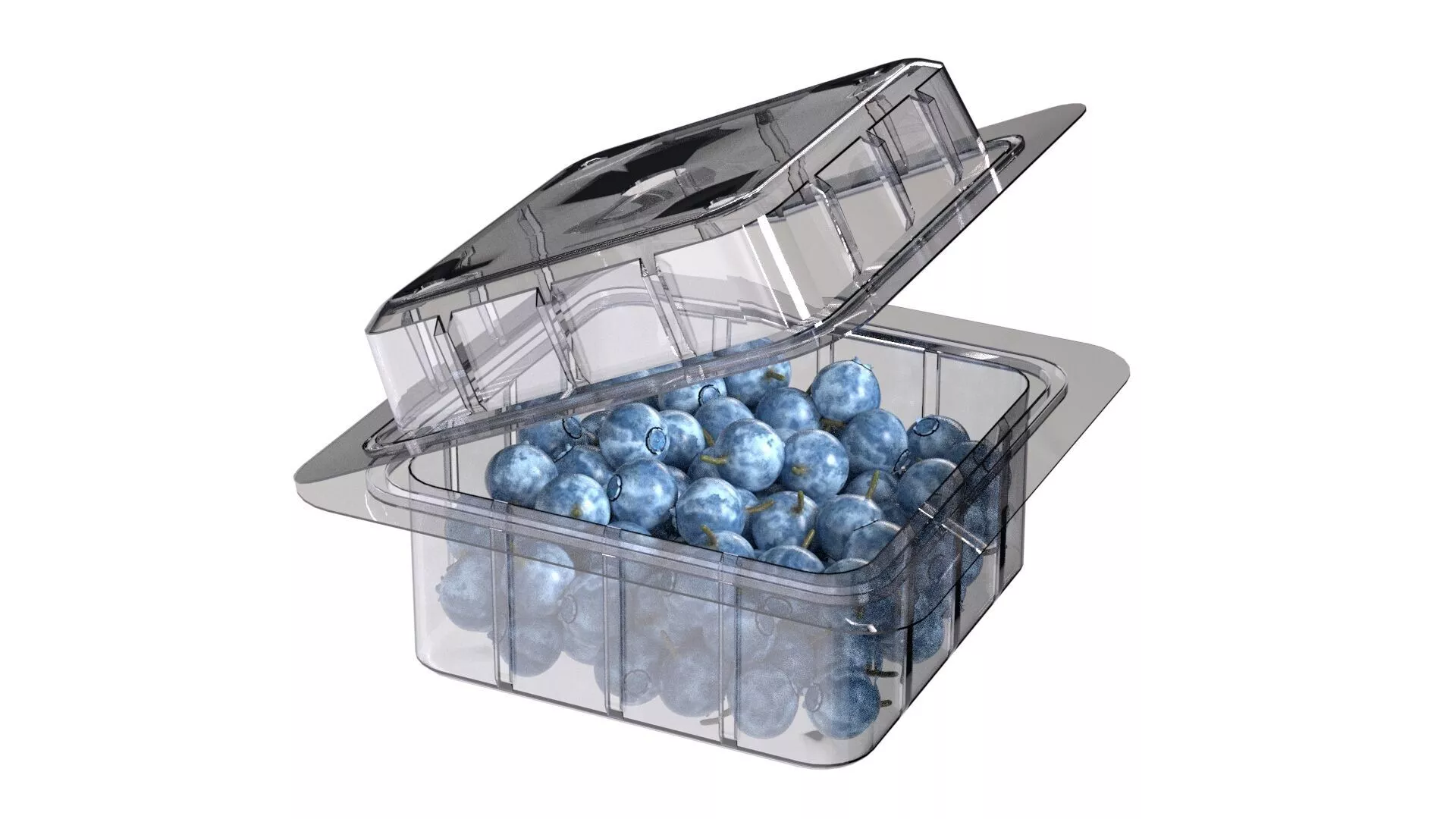 Bilberry Fruit Box Plastic Transparent Low-poly 3D model