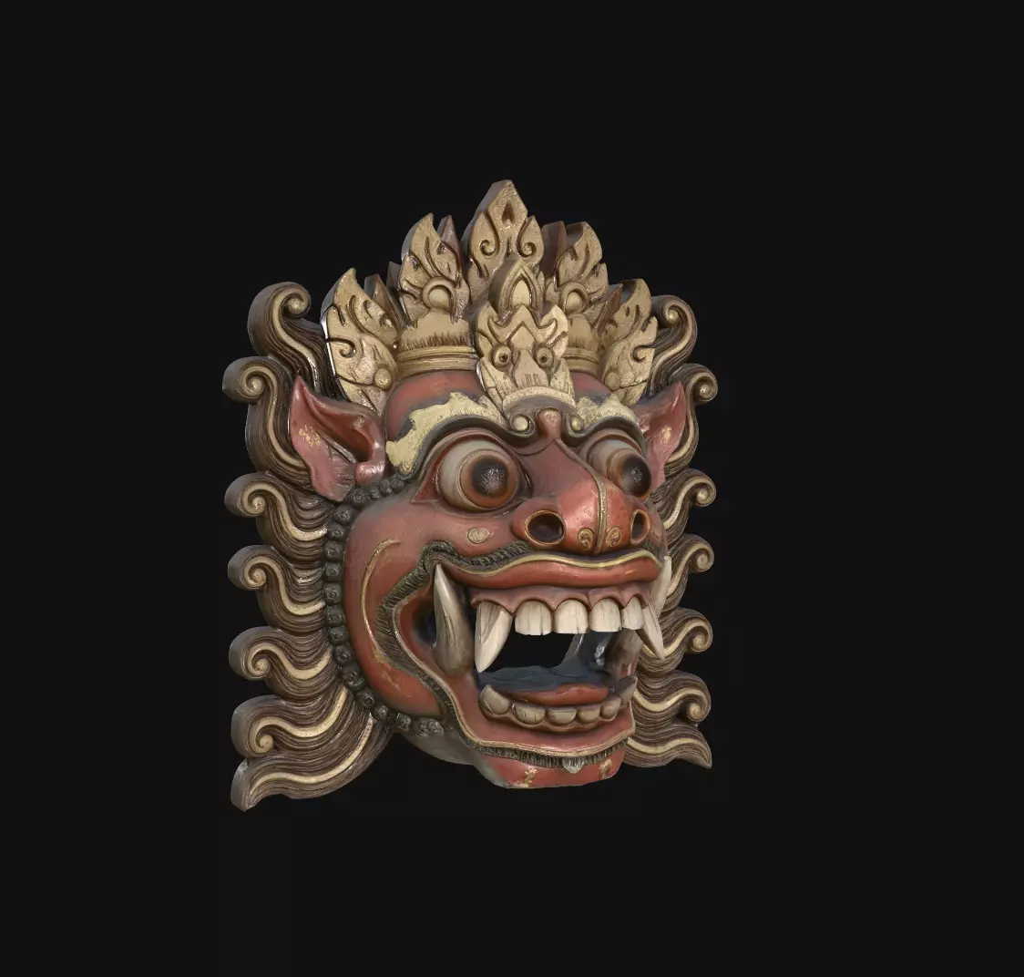 Indonesian Barong Mask Wall Art 3D print model