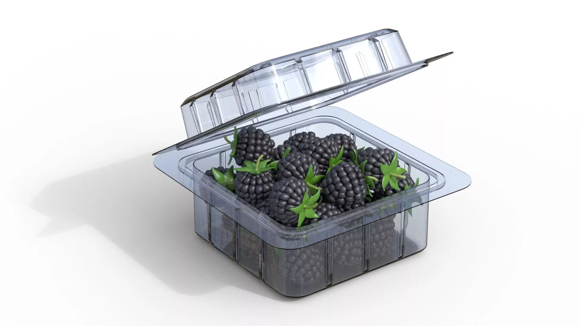 Blackberry Fruit Box Plastic Transparent Low-poly 3D model