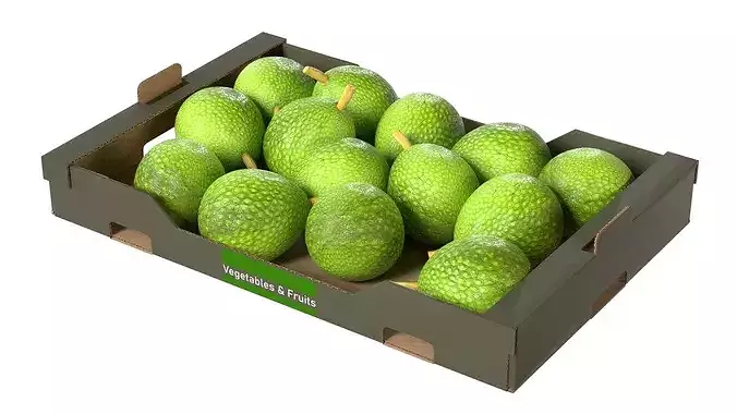 Breadfruit Cardboard Fruit Box Low-poly 3D model 2