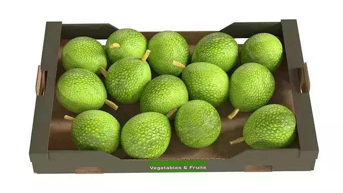 Breadfruit Cardboard Fruit Box Low-poly 3D model 3