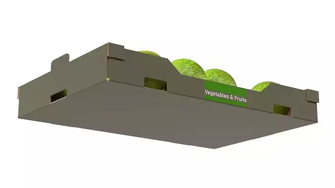 Breadfruit Cardboard Fruit Box Low-poly 3D model 5