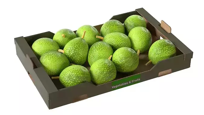 Breadfruit Cardboard Fruit Box Low-poly 3D model