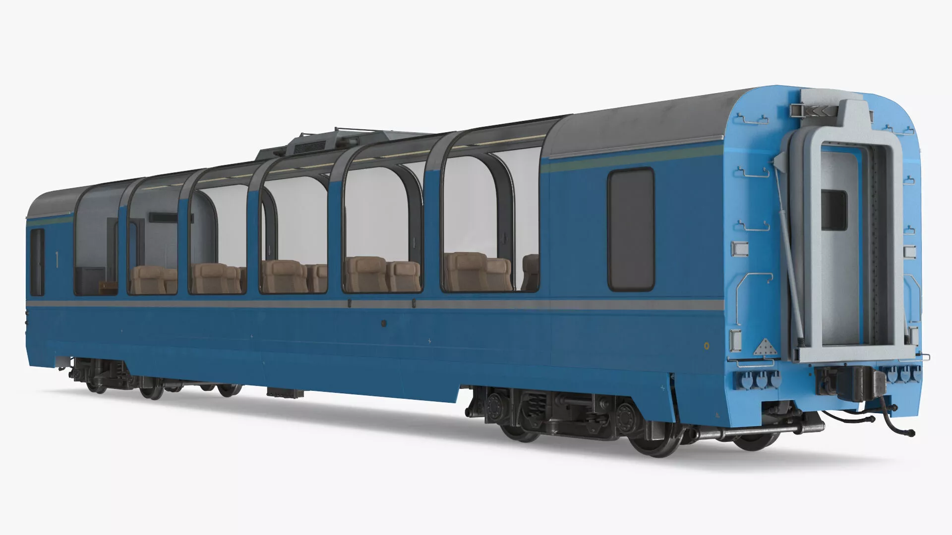 Observation-Class Train Car with Luxury Seating with Interior 3D model