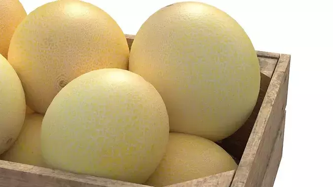 Cantaloupe Melon Wooden Crate Low-poly 3D model 4