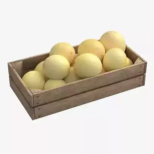 Cantaloupe Melon Wooden Crate Low-poly 3D model 6