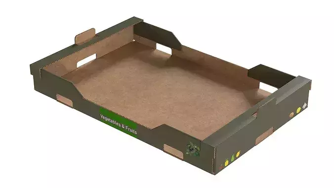 Cardboard Fruit Box Low-poly 3D model 2