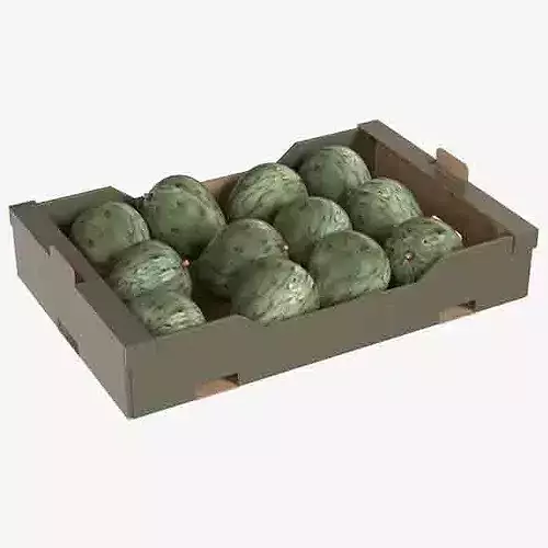 Cherimoya Cardboard Fruit Box Low-poly 3D model 6