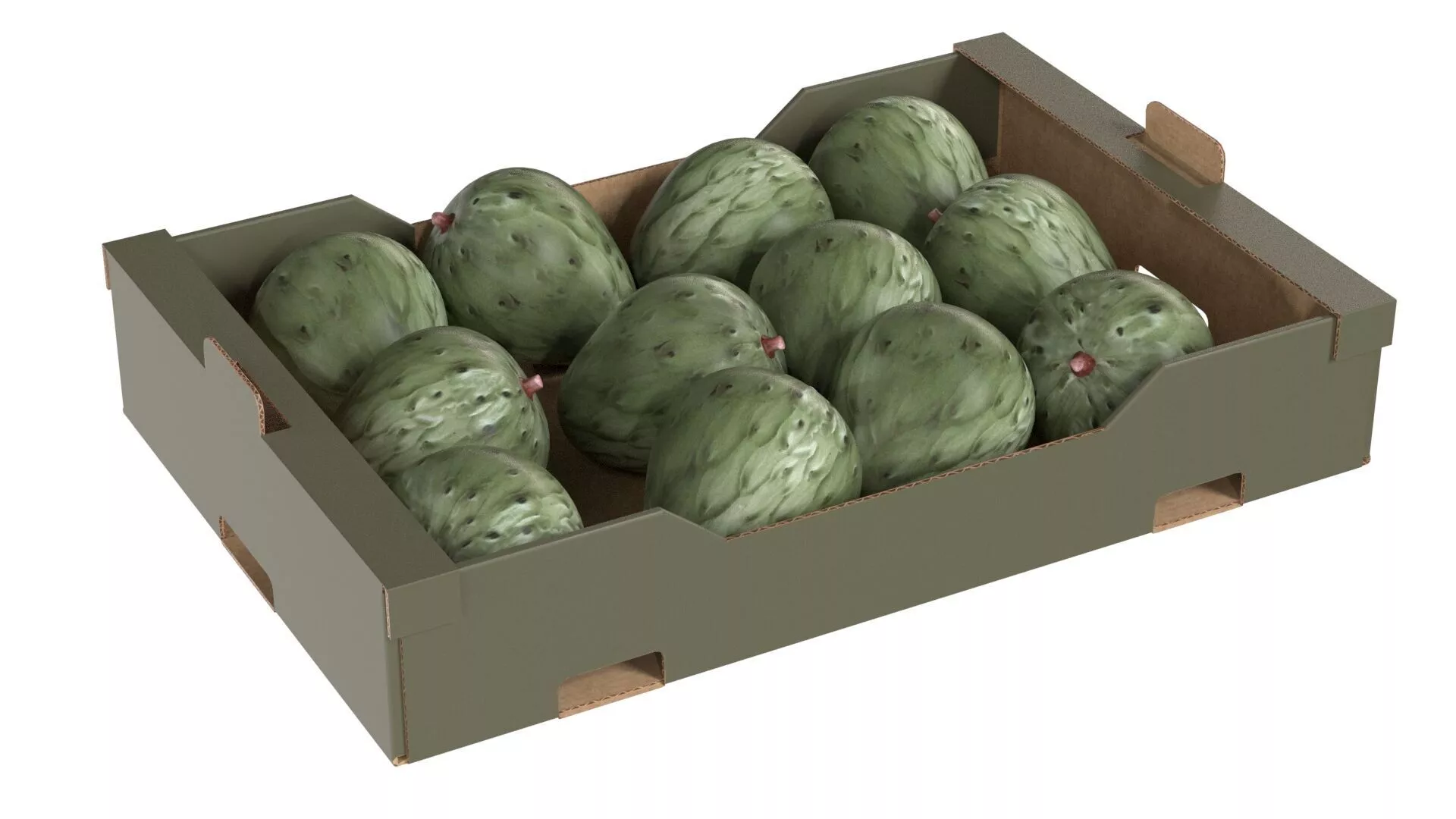 Cherimoya Cardboard Fruit Box Low-poly 3D model
