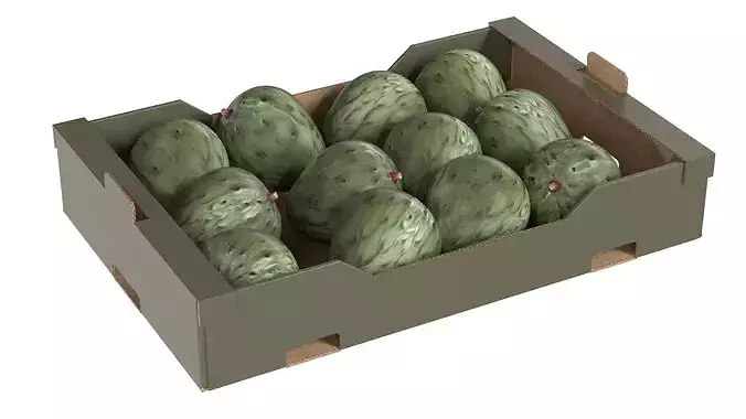 Cherimoya Cardboard Fruit Box Low-poly 3D model