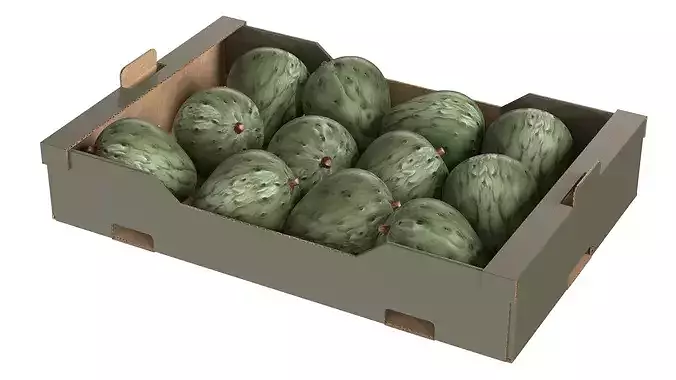 Cherimoya Cardboard Fruit Box Low-poly 3D model 2