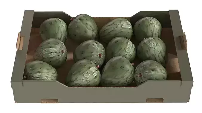 Cherimoya Cardboard Fruit Box Low-poly 3D model 3
