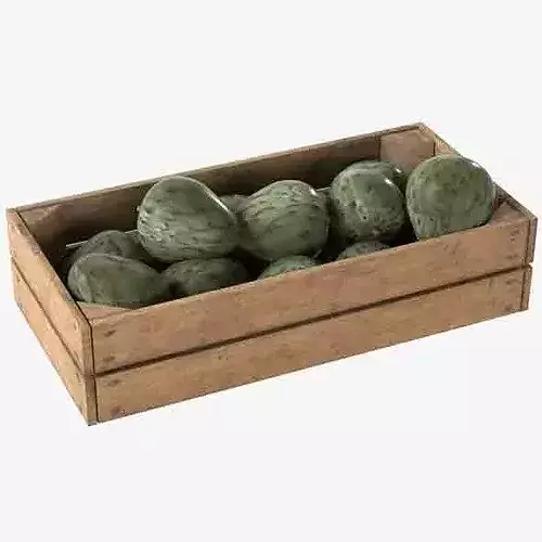Cherimoya Fruit Wooden Crate Low-poly 3D model 6