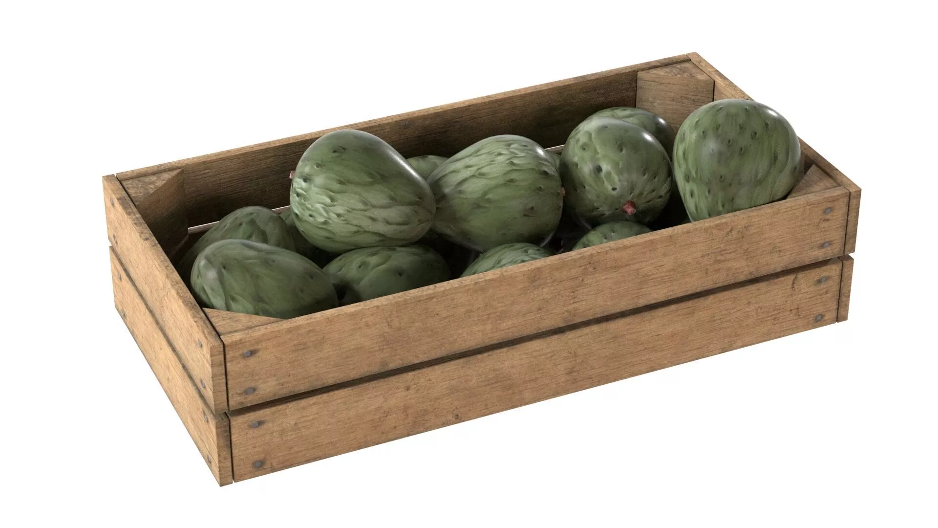 Cherimoya Fruit Wooden Crate Low-poly 3D model
